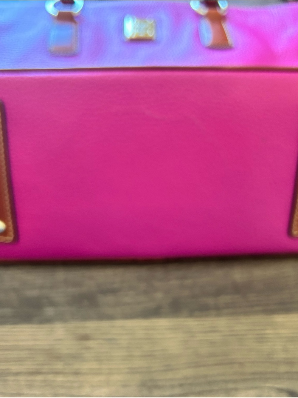 Dooney & Bourke Leather Laptop Bag / Tote in Fuchsia w/ Brown Straps 💕 - Picture 11 of 16